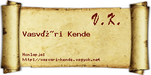Vasvári Kende névjegykártya